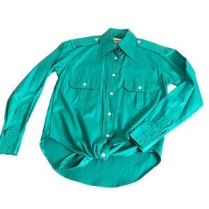 Vintage Calvin Klein Blouse size 8 Green Western Button Up Shirt